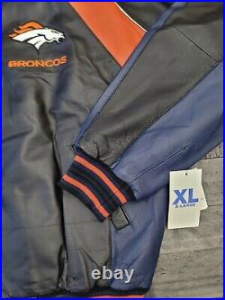 NFL Denver Broncos Leather Jacket New Full Zip Adult Size XL
