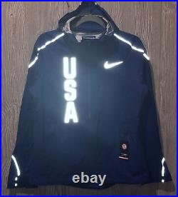 NIKE Team USA HyperShield Lightweight Full Zip Running Jacket Blue NEW Womens L