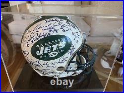 NY JETS TEAM AUTOGRAPHED FULL SIZE FOOTBALL HELMET Parcels Last Year