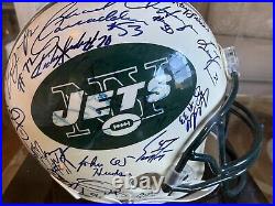 NY JETS TEAM AUTOGRAPHED FULL SIZE FOOTBALL HELMET Parcels Last Year