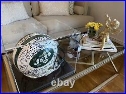 NY JETS TEAM AUTOGRAPHED FULL SIZE FOOTBALL HELMET Parcels Last Year