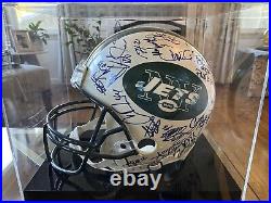 NY JETS TEAM AUTOGRAPHED FULL SIZE FOOTBALL HELMET Parcels Last Year