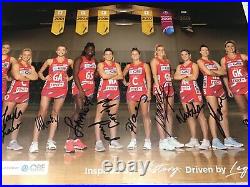 Netball Nsw Swifts Signed Full Team Poster, Thunderbirds Vixens Champions Giants