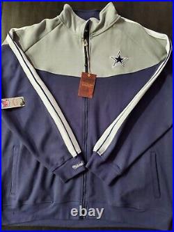 New Men's Dallas Cowboys Mitchell & Ness Navy Gray Team Warm Up Full Zip Jacket