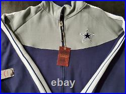 New Men's Dallas Cowboys Mitchell & Ness Navy Gray Team Warm Up Full Zip Jacket