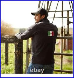 New Mens Medium Ariat 10031424 BLK Team Softshell Mexico Jacket Full Zip Black
