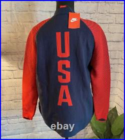 New NIKE Team USA Olympic Zip Up Jacket Women's L Large Red & Blue 2015 TeamUSA