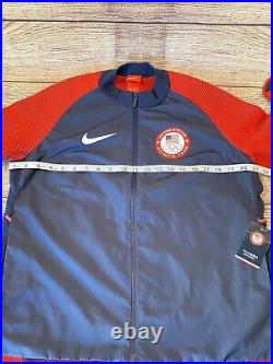 New NIKE Team USA Olympic Zip Up Jacket Women's L Large Red & Blue 2015 TeamUSA