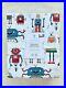New Pottery Barn Kids Robot Squad Organic Sheet Set Full Blue Red