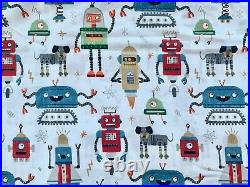 New Pottery Barn Kids Robot Squad Organic Sheet Set Full Blue Red