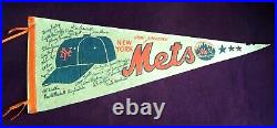 New York Mets Vintage 1969 Pennant with team signatures full size 12x29 heavy felt