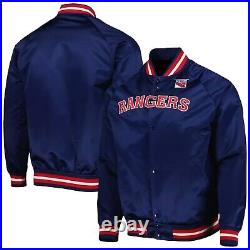 New York Rangers Varsity Jacket Full-Snap NHL team Navy Satin Bomber StyleJacket