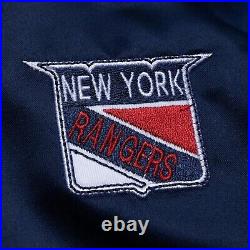 New York Rangers Varsity Jacket Full-Snap NHL team Navy Satin Bomber StyleJacket