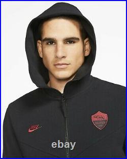 Nike A. S. Roma Tech Pack Fleece Full-Zip Hoodie Sz M Black/Team Crimson CI2133