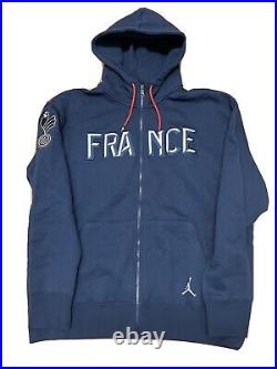 Nike Jordan Men's France National Team Blue Full-Zip Hoodie Size Medium