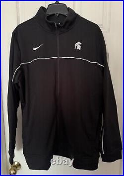 Nike Men's XL Michigan State Spartans Team Issued Black Full-Zip Warmup Jacket