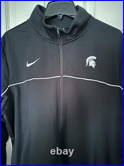 Nike Men's XL Michigan State Spartans Team Issued Black Full-Zip Warmup Jacket