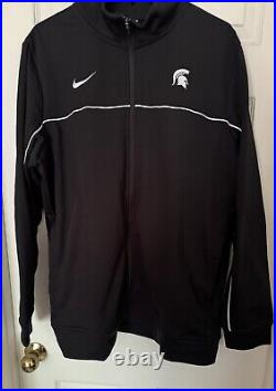 Nike Men's XL Michigan State Spartans Team Issued Black Full-Zip Warmup Jacket