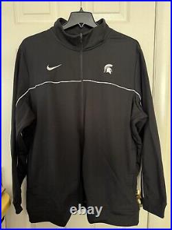 Nike Mens 3XL Michigan State Spartans Football Team Black Full-Zip Warmup Jacket