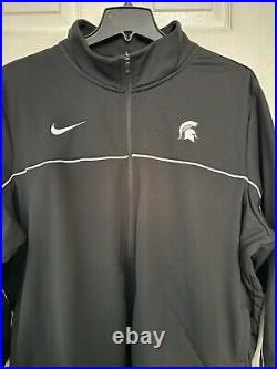 Nike Mens 3XL Michigan State Spartans Football Team Black Full-Zip Warmup Jacket