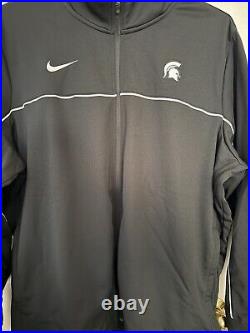 Nike Mens 3XL Michigan State Spartans Football Team Black Full-Zip Warmup Jacket