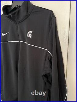 Nike Mens 3XL Michigan State Spartans Football Team Black Full-Zip Warmup Jacket