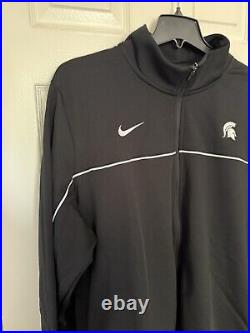 Nike Mens 3XL Michigan State Spartans Football Team Black Full-Zip Warmup Jacket