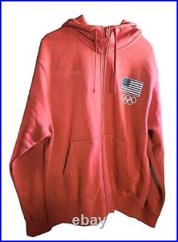 Nike Mens Red Team USA Olympics Club Fleece Pullover Full-Zip Hoodie Size M NWT