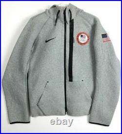 Nike Olympic Team USA Tech Fleece Full Zip Hoodie Jacket Heather Grey Men Small