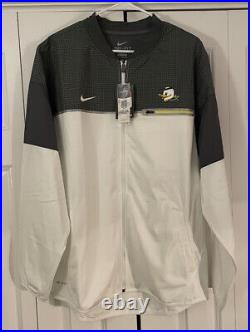 Nike Oregon Ducks Team Issued 3M Full Zip Pullover Jacket White Size Large New