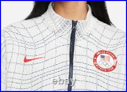 Nike Sportswear Jacket Womens Medium Full Zip Team USA Olympics White DJ5246