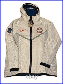 Nike Sportswear Tech Pack Team USA Olympic Hoodie DJ5248-121 White Men's Size XL