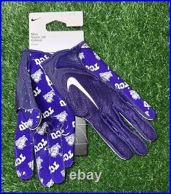 Nike TCU Horned Frog Team Issued Vapor Jet 7 Football Gloves Purple Medium New