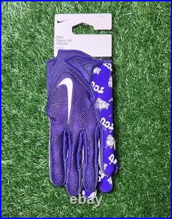 Nike TCU Horned Frog Team Issued Vapor Jet 7 Football Gloves Purple Medium New