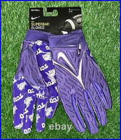 Nike TCU Horned Frogs Team Issued Superbad 6.0 Football Gloves Size Large New