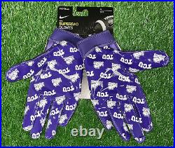 Nike TCU Horned Frogs Team Issued Superbad 6.0 Football Gloves Size Large New