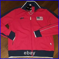 Nike Team USA Olympics Patch Vintage Zip Red Multi Basketball Jacket Mens L