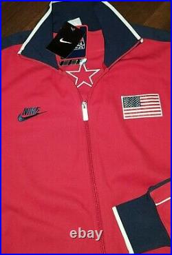 Nike Team USA Olympics Patch Vintage Zip Red Multi Basketball Jacket Mens L