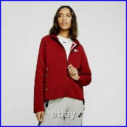Nike Tech Fleece Full-Zip CAPE Hoodie Women's Size S M Team Red