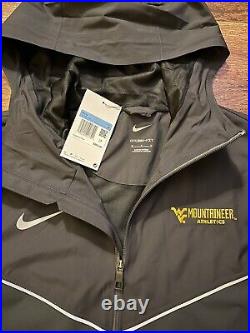 Nike West Virginia Mountaineers WVU Full Zip Rain Jacket Team Issued Medium