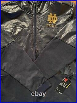Notre Dame Football Team Issued Under Armour Full Zip Hooded Jacket New Tags XL