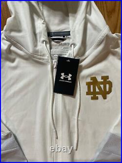 Notre Dame Football Team Issued Under Armour Hooded Full Zip Jacket New Large