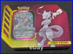 POKEMON MEWTWO and MEW GX TAG TEAM MEGA TIN NEW FACTORY SEALED