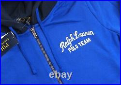POLO RALPH LAUREN Men's Royal Blue Multi Polo Team Full Zip Fleece Hoodie NWT