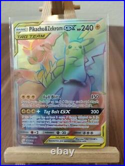 Pikachu & Zekrom Gx 184/181 Secret Rainbow Rare Team Up Pokemon Card New