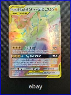 Pikachu & Zekrom Gx 184/181 Secret Rainbow Rare Team Up Pokemon Card New