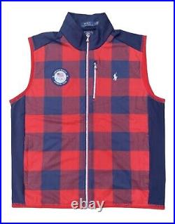 Polo Ralph Lauren Men's Team USA 2022 Olympic Full Zipper Vest Red Plaid Lg NWT