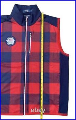 Polo Ralph Lauren Men's Team USA 2022 Olympic Full Zipper Vest Red Plaid Lg NWT