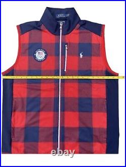 Polo Ralph Lauren Men's Team USA 2022 Olympic Full Zipper Vest Red Plaid Lg NWT