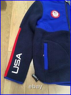 Polo Ralph Lauren OLYMPIC USA TEAM Mens Full Zip Sherpa Jacket LIMITED Navy Blue